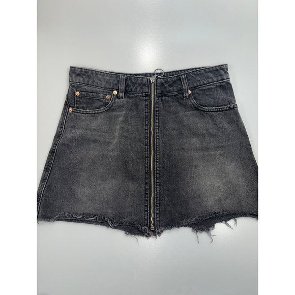 Free People We The Free Mini Skirt Women's Size 28‎ Fray Hem Washed Black Denim - Picture 1 of 5